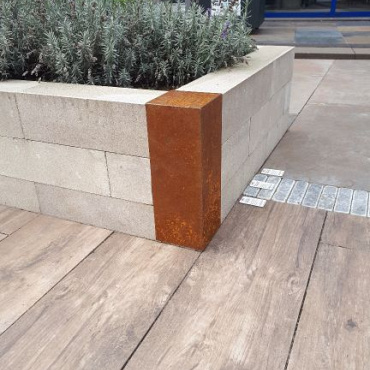 ECCOborders Betotop Border Corten 15x43 cm Hoekstuk